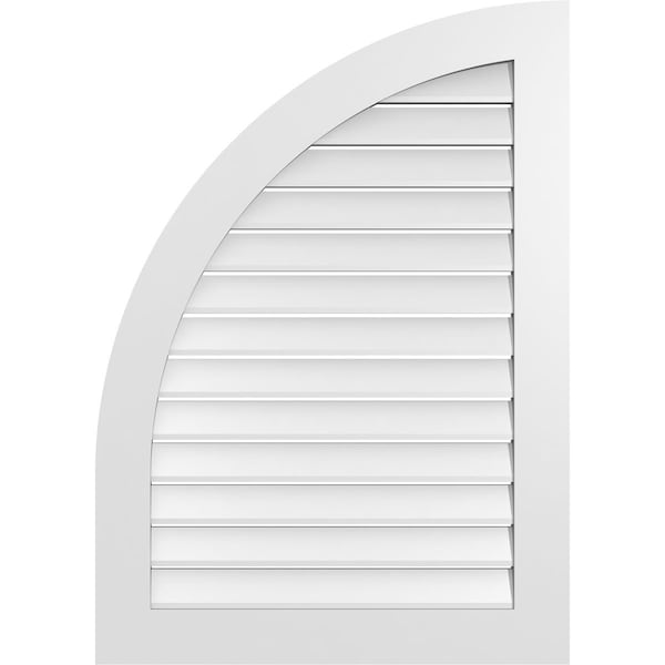 Ekena Millwork Quarter Round Top Left Surface Mount PVC Gable Vent w/ 3-1/2"W x 1"P Standard Frame, 30"W x 42"H GVPQL30X4201SF - main